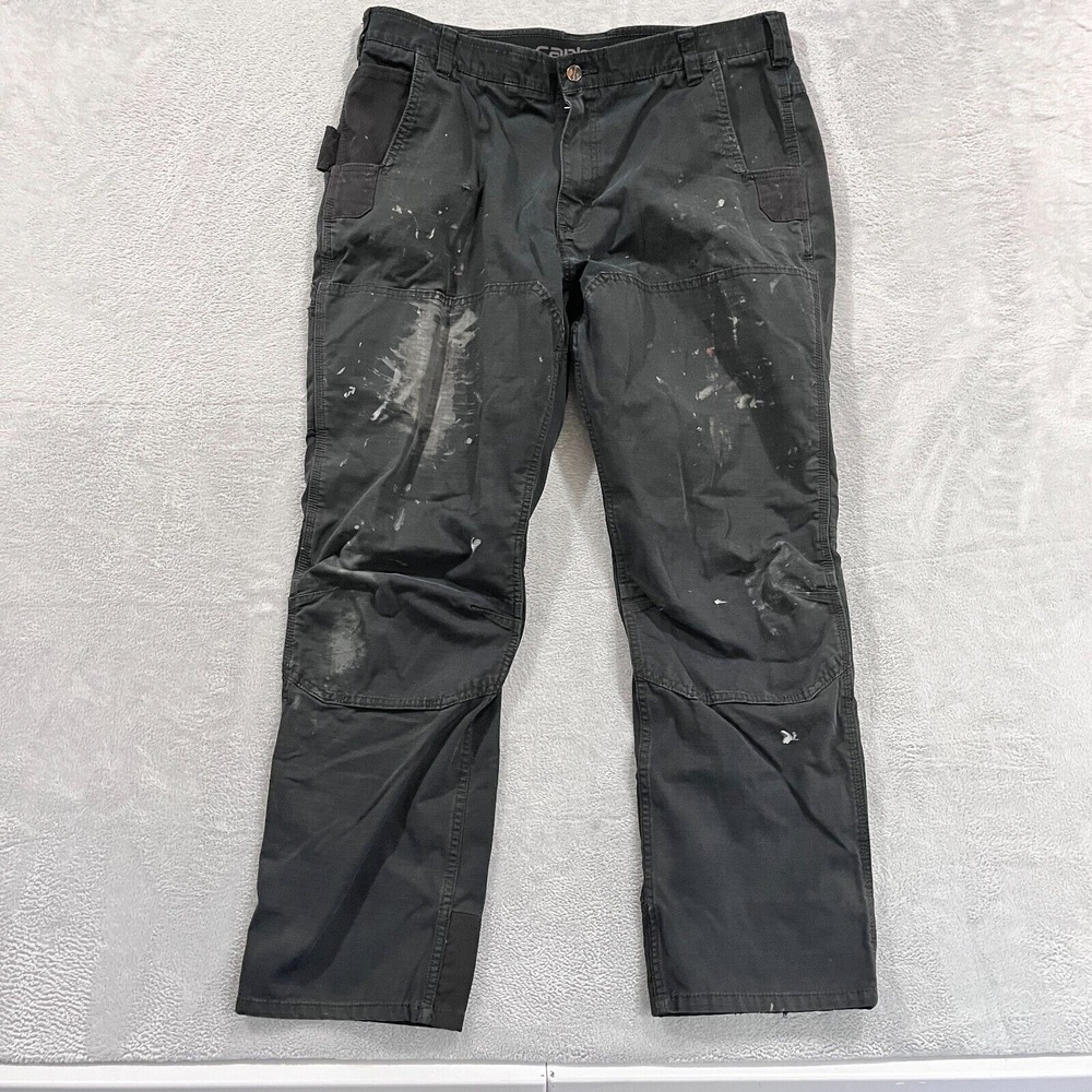 Carhartt Pants 39x30* Black Steel Double Knee Workwear 103160 001 Thrashed